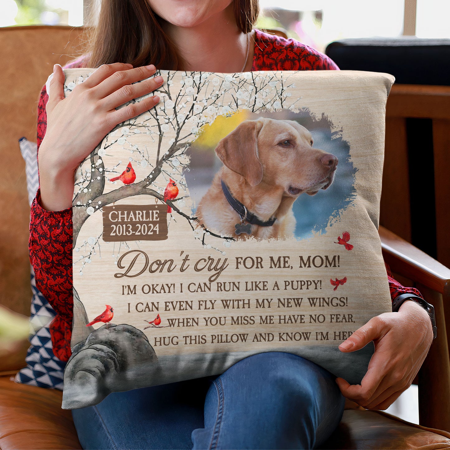 Pet Loss Don't Cry For Me - Personalized Photo Pillow (Insert Included)