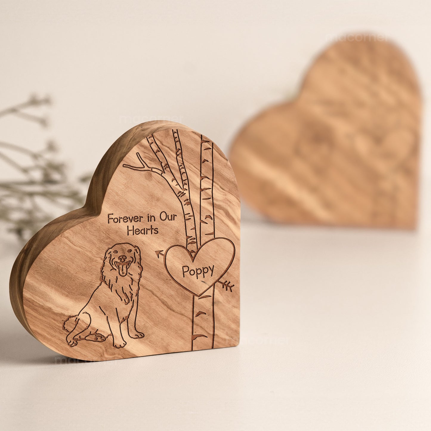 Pet Loss Forever In Our Hearts - Personalized Engraved Wood Photo Plaque