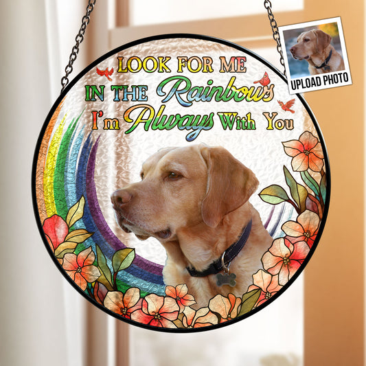 Pet Loss In The Rainbows - Personalized Photo Stained Glass Window Hanging Suncatcher