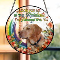 Pet Loss In The Rainbows - Personalized Photo Stained Glass Window Hanging Suncatcher