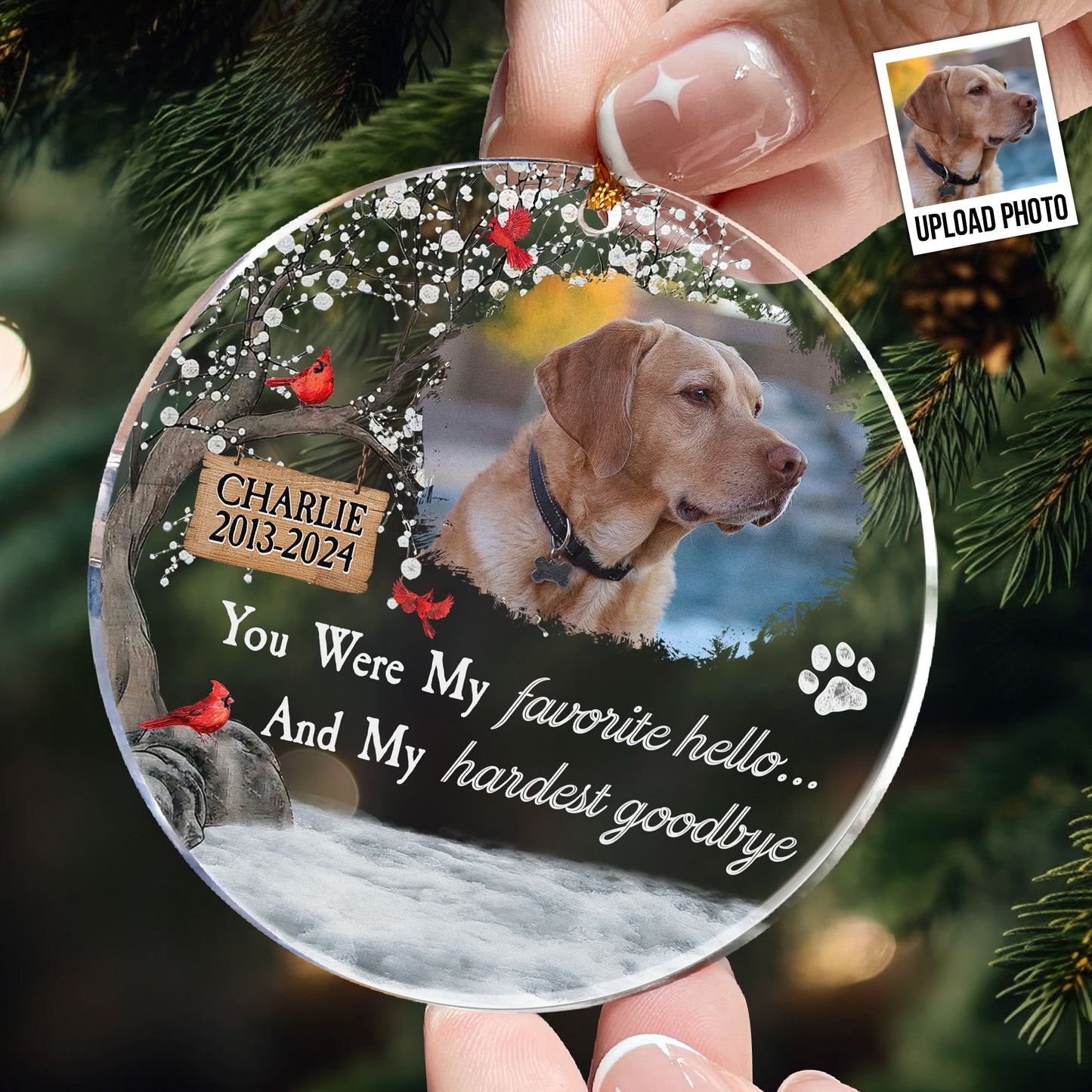 Pet Loss You Were My Favorite Hello - Personalized Acrylic Photo Ornament