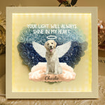 Pet Loss Your Light Will Always Shine - Personalized Photo Flower Shadow Box With LED Light