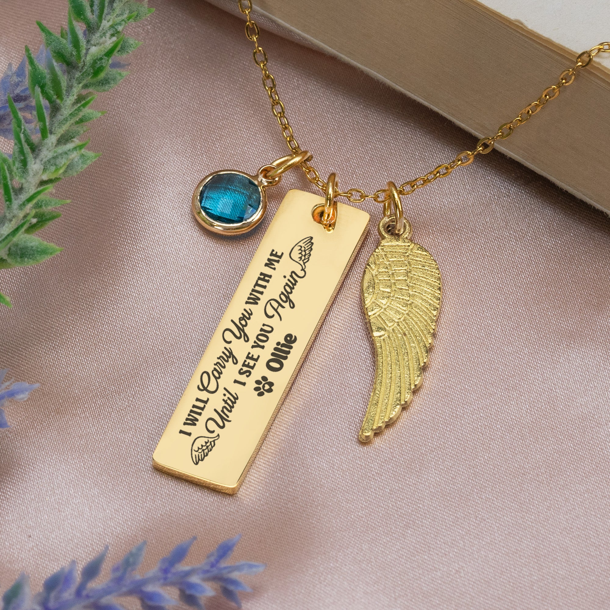 Pet Memorial I Will Carry You With Me - Personalized Birthstone Memorial Necklace