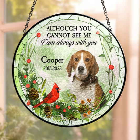 Pet Memorial In My Heart - Personalized Photo Stained Glass Window Hanging Suncatcher