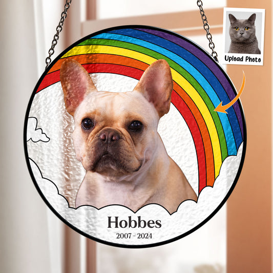 Pet Memorial Rainbow - Personalized Photo Stained Glass Window Hanging Suncatcher