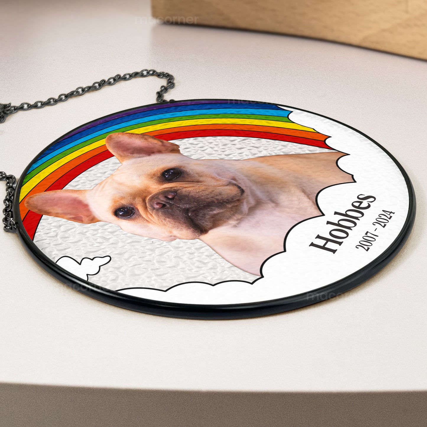 Pet Memorial Rainbow - Personalized Photo Stained Glass Window Hanging Suncatcher