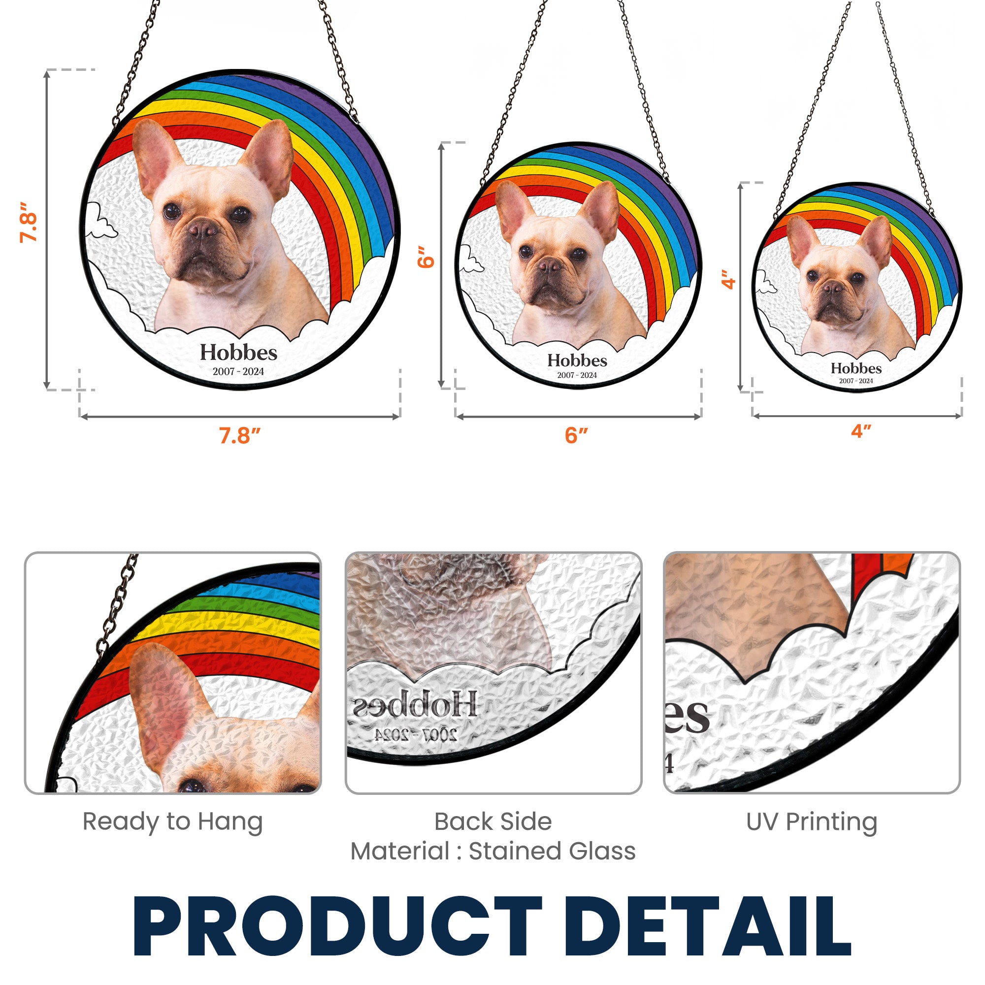 Pet Memorial Rainbow - Personalized Photo Stained Glass Window Hanging Suncatcher