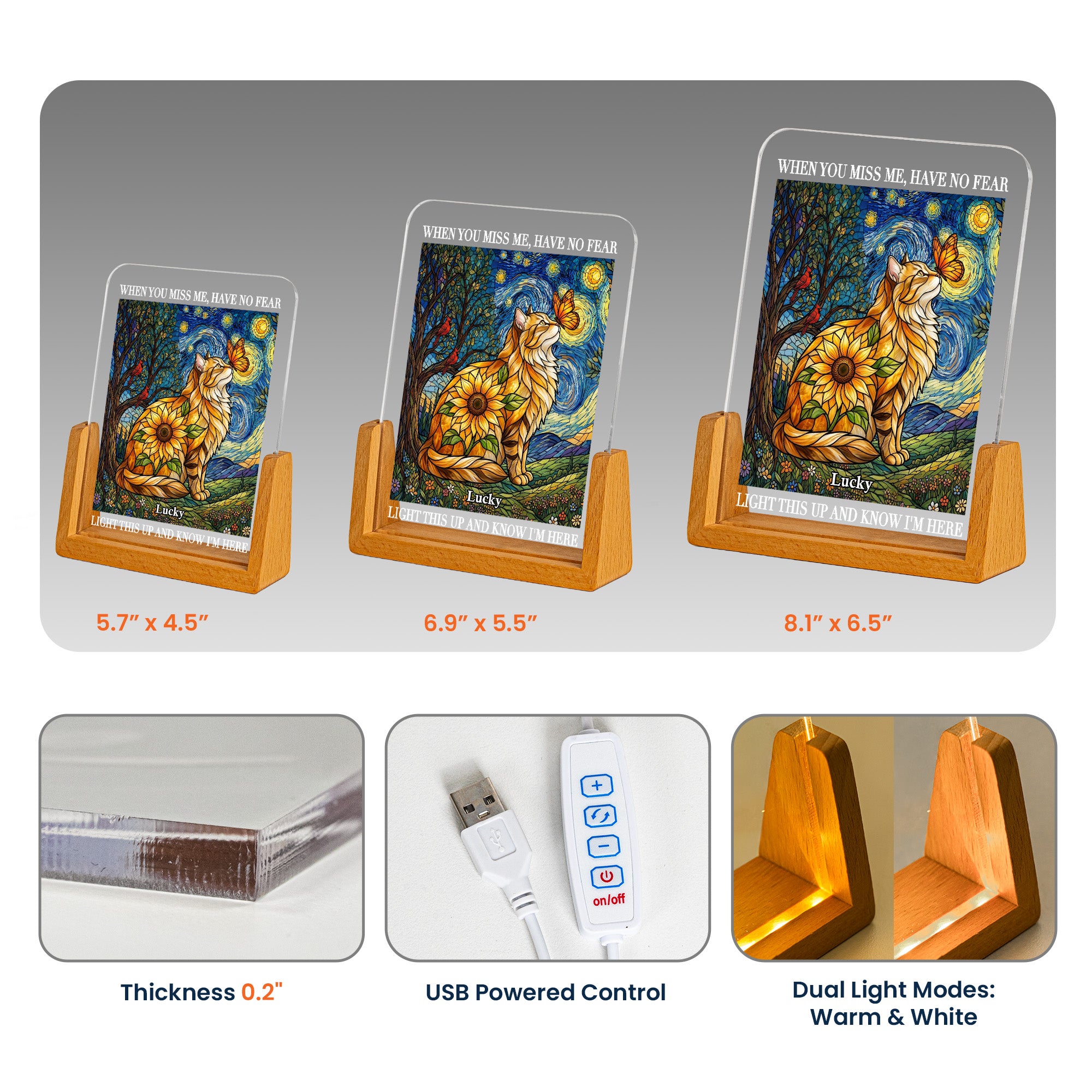 Custom Photo Pet Memorial Stained Glass Sunflower - Personalized Night Light 5