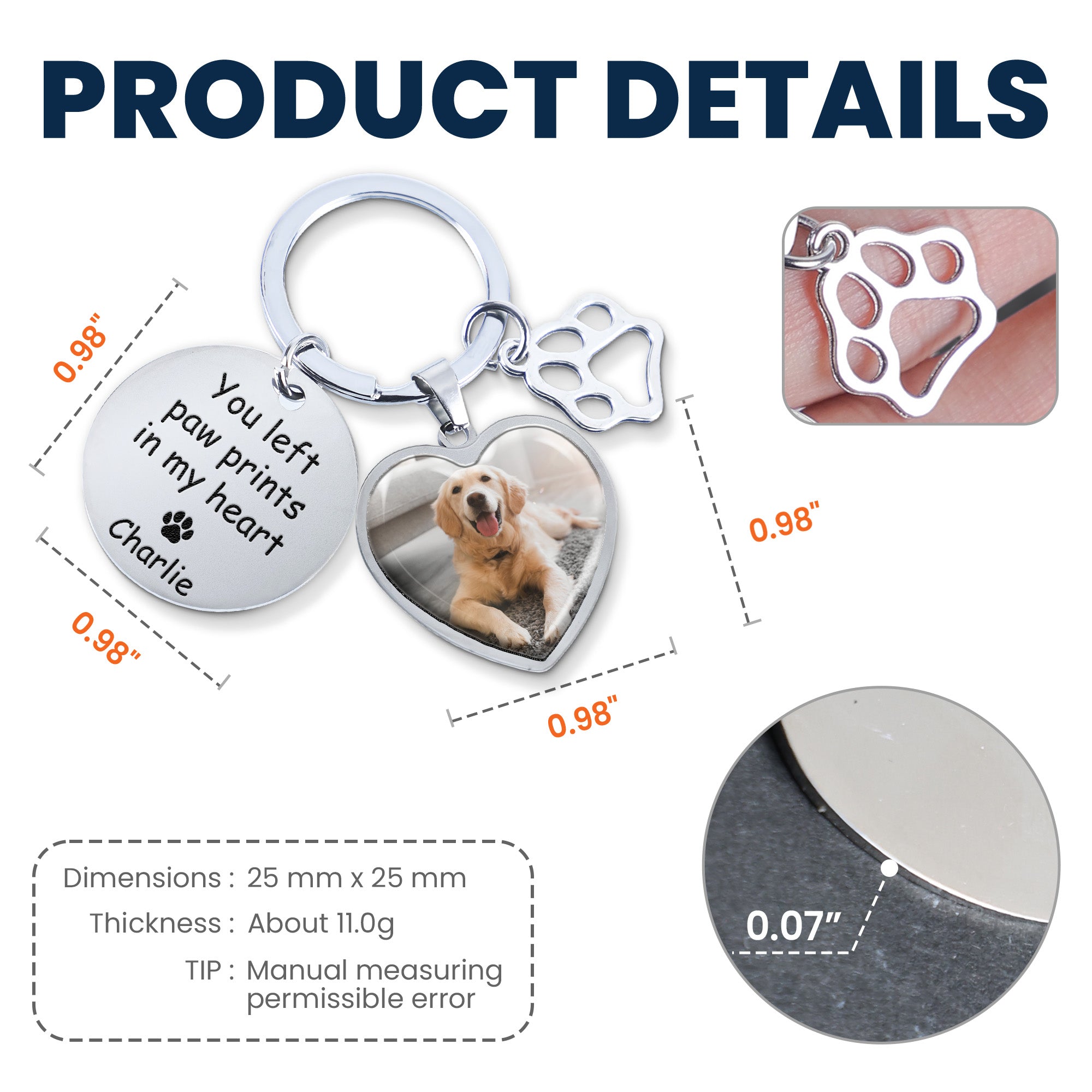 Pet Memorial You Left Paw Prints In My Heart - Personalized Photo Keychain