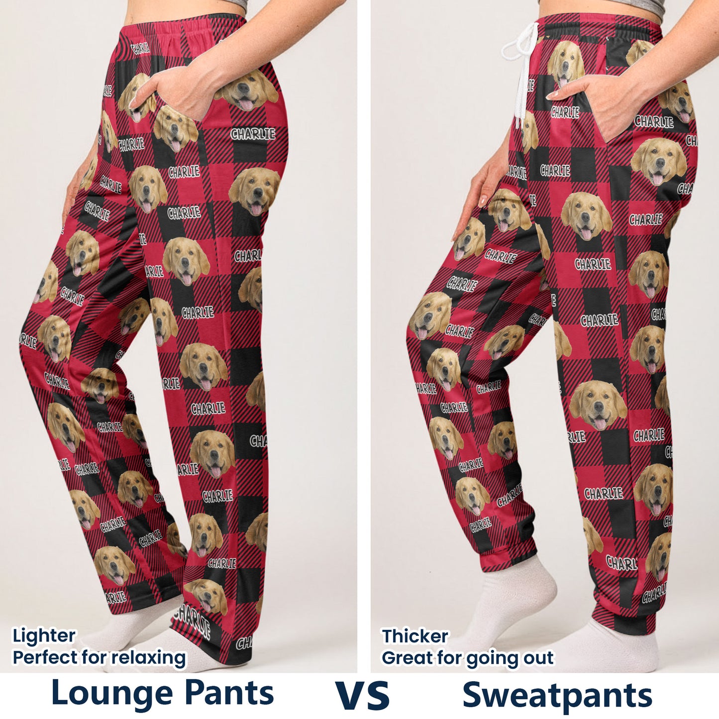 Pet Pattern - Personalized Photo Sweatpants, Lounge Pants With Pockets