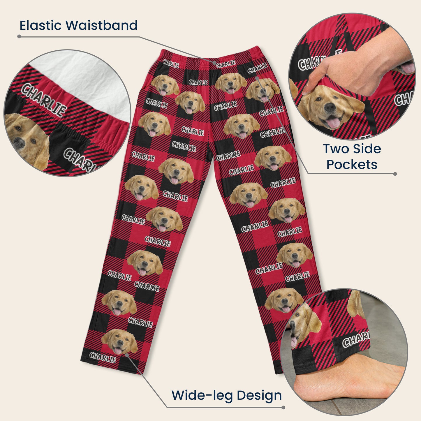Pet Pattern - Personalized Photo Sweatpants, Lounge Pants With Pockets