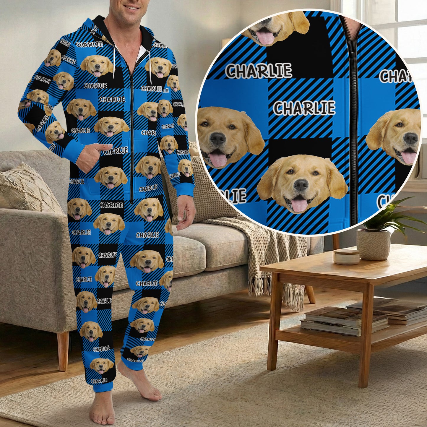 Pet Pattern - Personalized Photo Hooded Jumpsuit