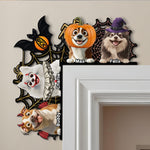 Pet Peeking Halloween Decor Door Corner Woodsign - Personalized Door Corner Decor