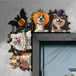 Pet Peeking Halloween Decor Door Corner Woodsign - Personalized Door Corner Decor