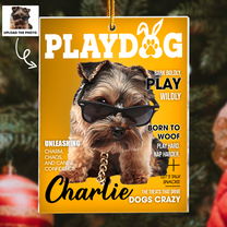 Pet Playdog Playcat Magazine - Custom Pet Portrait - Gifts For Dog Lovers, Cat Lovers - Personalized Acrylic Photo Ornament