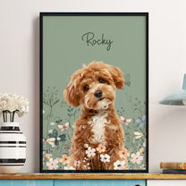 Pet Portrait Floral Gift For Pet Lovers Loss Of Pet - Personalized Photo Poster