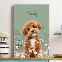 Pet Portrait Floral Gift For Pet Lovers Loss Of Pet - Personalized Photo Poster