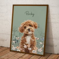 Pet Portrait Floral Gift For Pet Lovers Loss Of Pet - Personalized Photo Poster