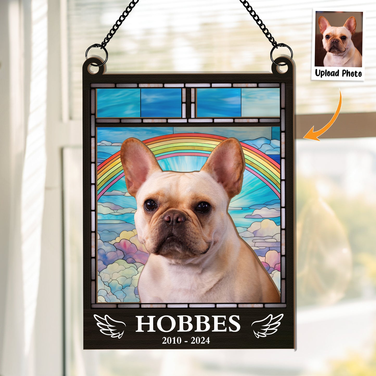 Pet Rainbow Window Memorial - Personalized Window Hanging Suncatcher Photo Ornament