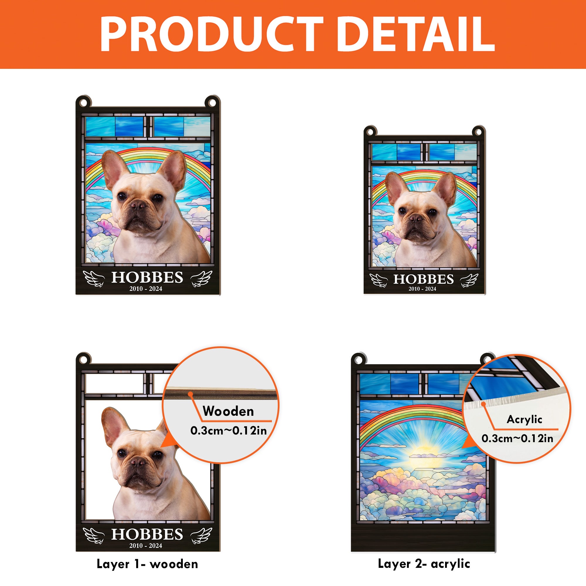 Pet Rainbow Window Memorial - Personalized Window Hanging Suncatcher Photo Ornament