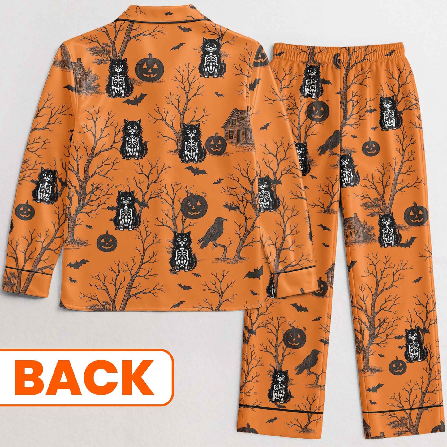 Pet Skeleton Halloween - Personalized Satin Pajama Set