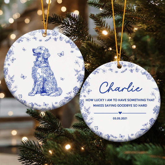 Pet Sympathy, Dog Memorial, Cat In Loving Memory Toile De Jouy - Personalized Ceramic Ornament