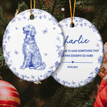 Pet Sympathy, Dog Memorial, Cat In Loving Memory Toile De Jouy - Personalized Ceramic Ornament