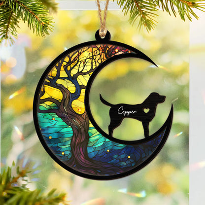 Pet Standing On The Moon - Personalized Suncatcher With Card
