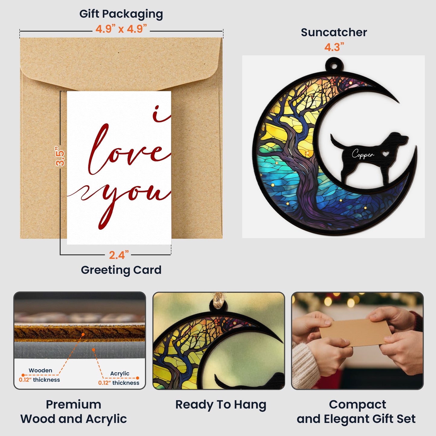 Pet Standing On The Moon - Personalized Suncatcher With Card