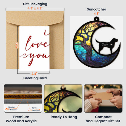 Pet Standing On The Moon - Personalized Suncatcher With Card