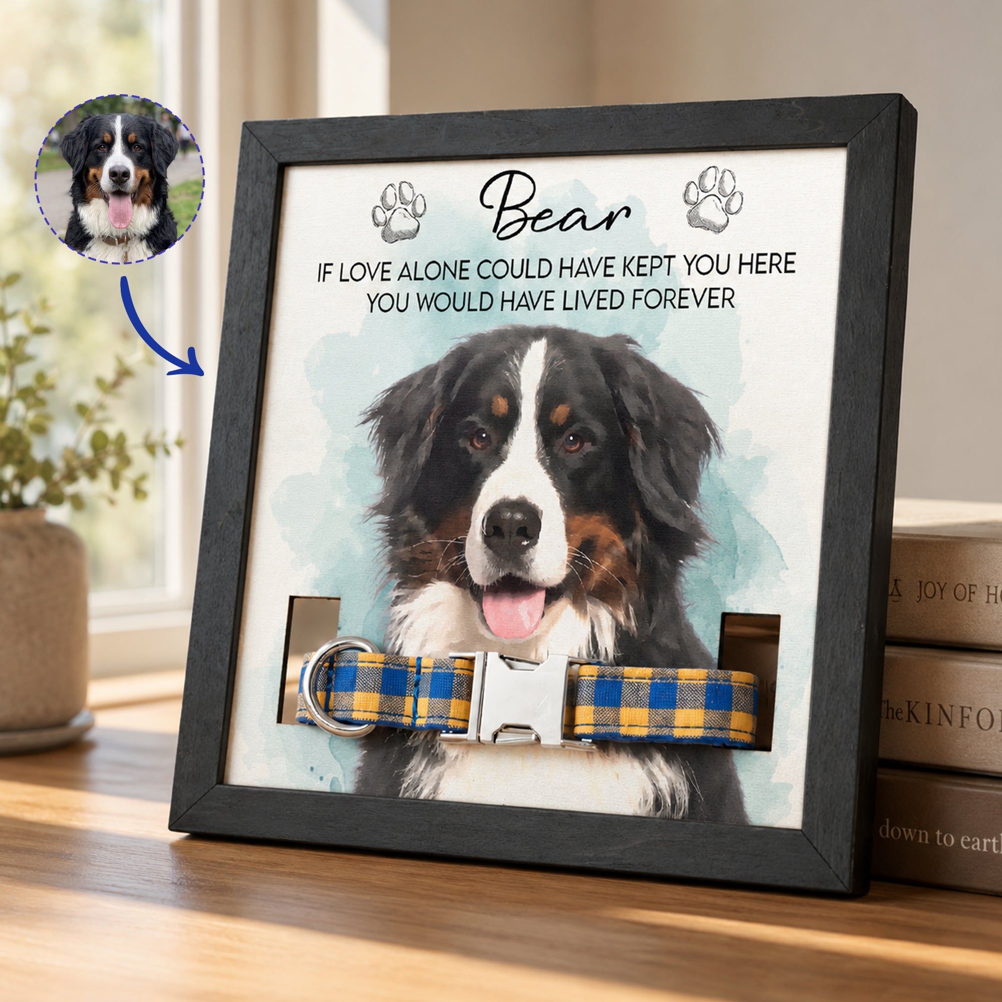 Pet-Collar-Frame-Keepsake-Custom-Pet-Portrait-Watecolor-Art-Personalized-Frame-1