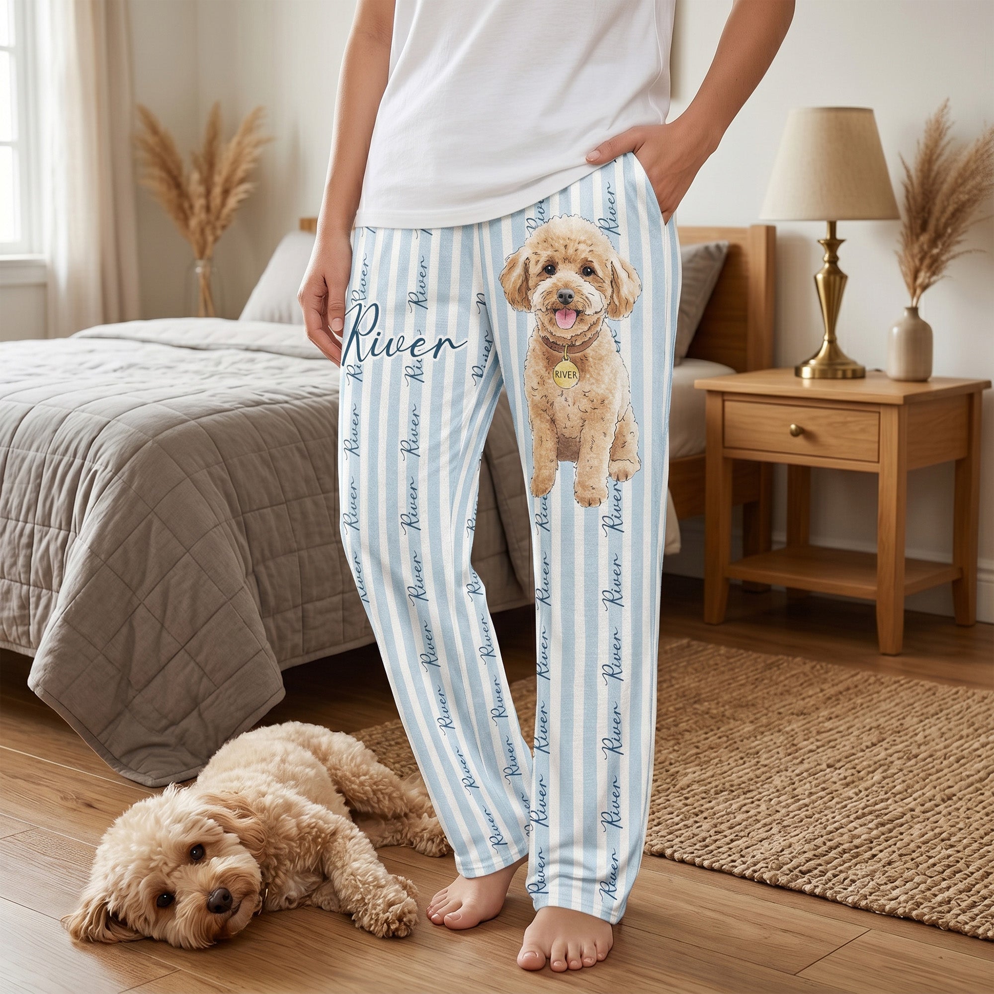 Pet-Portrait-Watecolor-Striped-Pattern-Personalized-Lounge-Pants-1