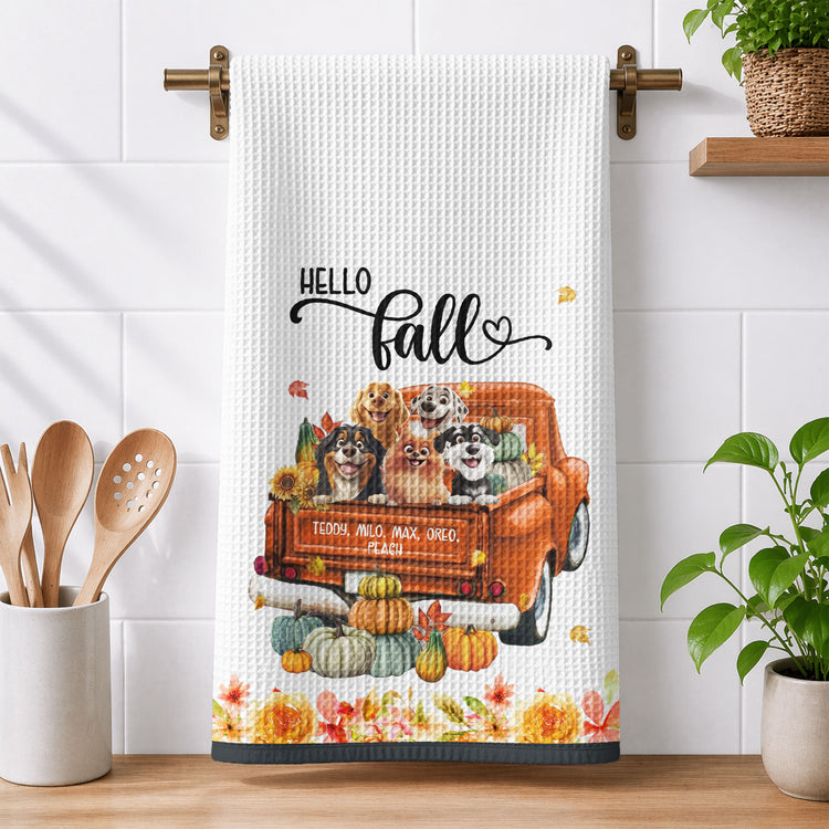 Pet-With-Pumpkin-Truck-Art-Fall-Decor-Personalized-Kitchen-Towel-1