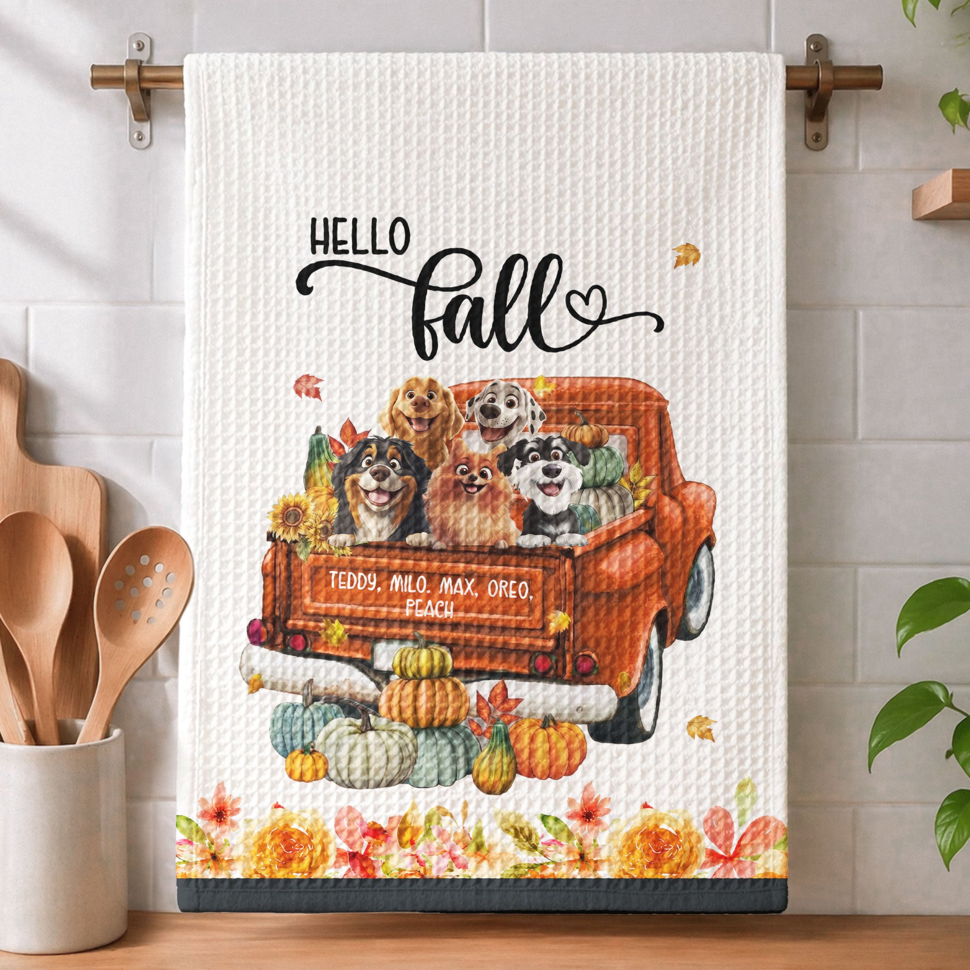 Pet-With-Pumpkin-Truck-Art-Fall-Decor-Personalized-Kitchen-Towel-3