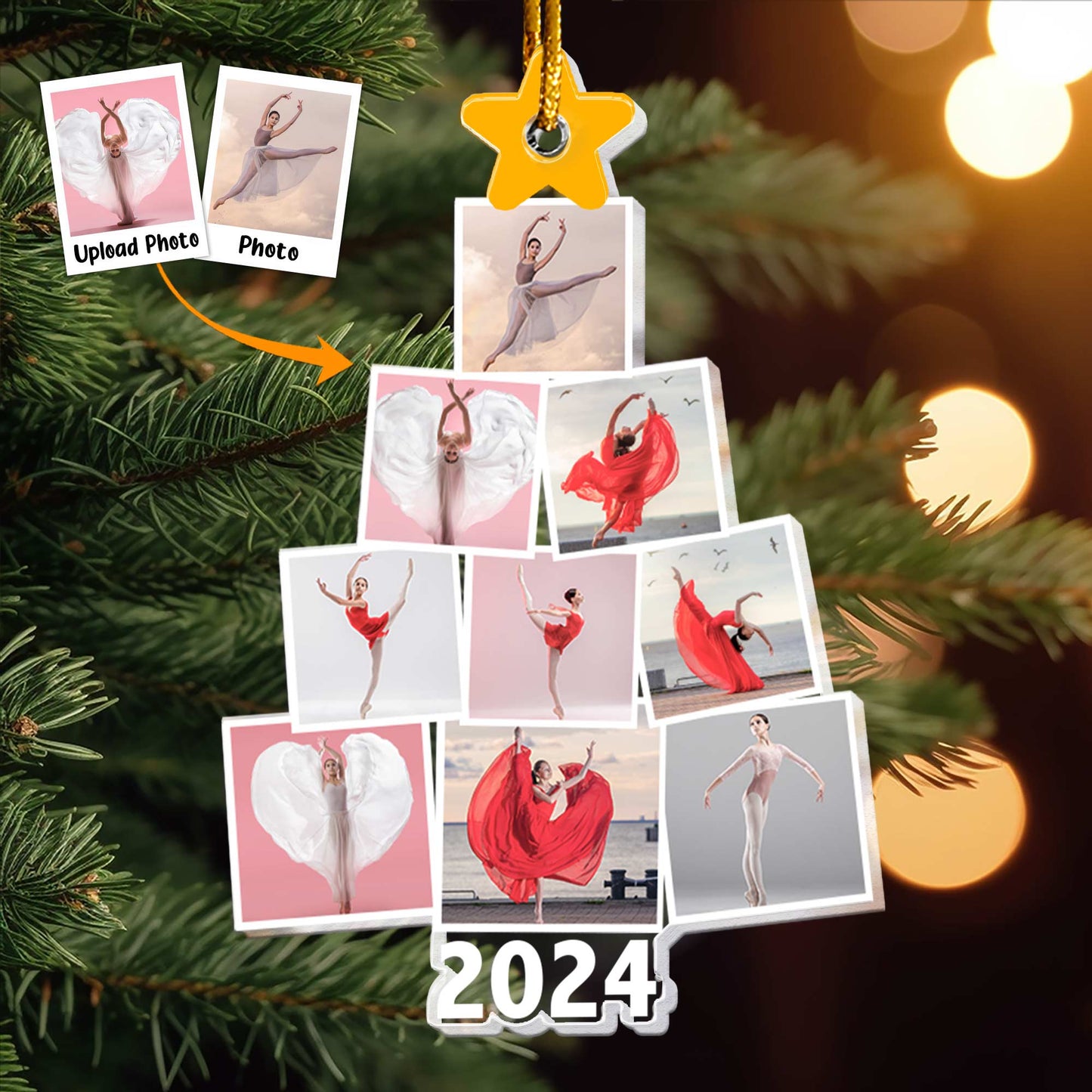 Photo Ballerina Dancing Ballet Christmas Tree - Personalized Acrylic Photo Ornament