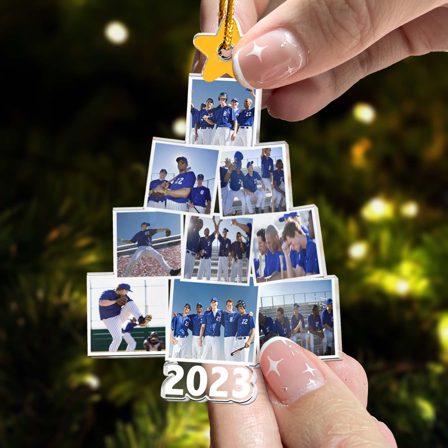 Photo Baseball Team Christmas Tree - Personalized Acrylic Photo Ornament