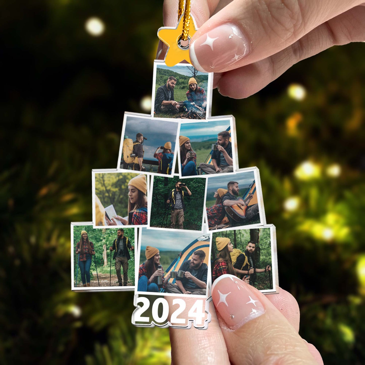 Photo Camping Christmas Tree - Personalized Acrylic Photo Ornament