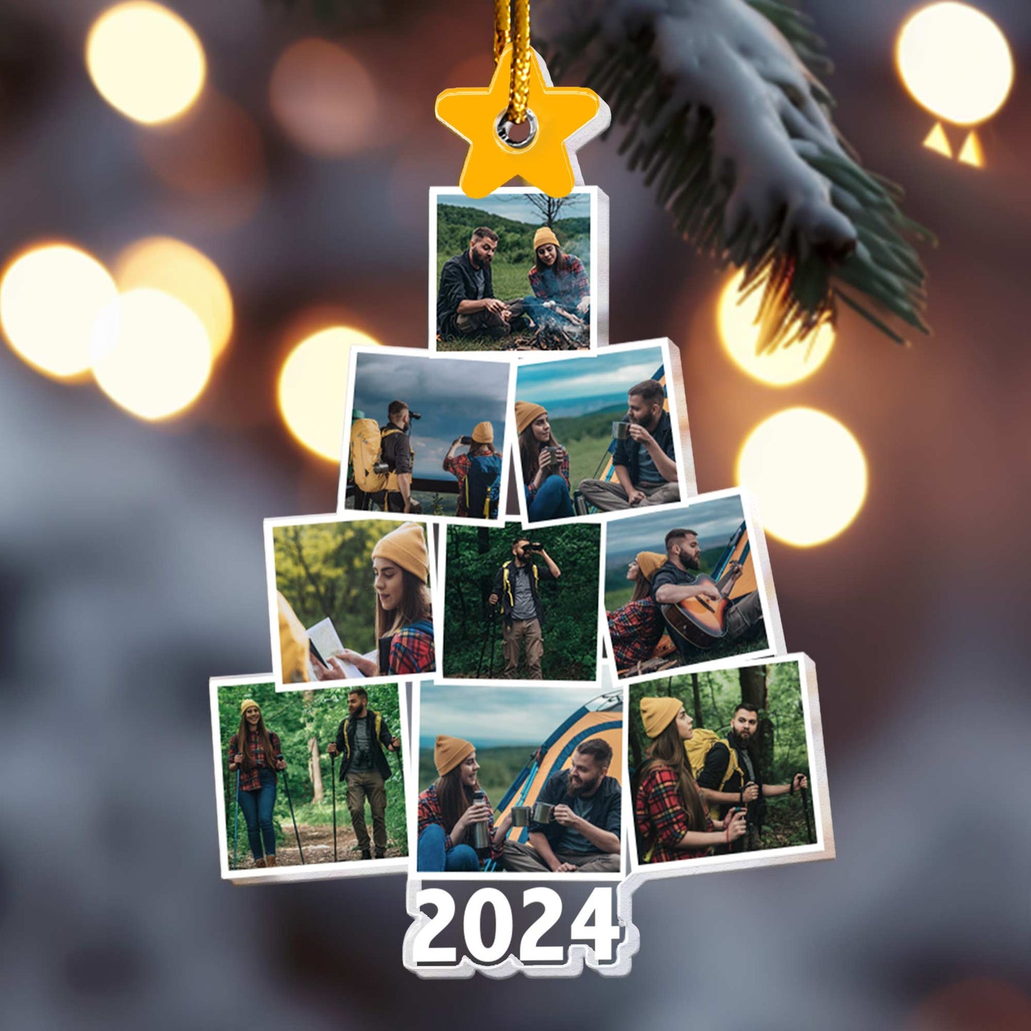 Photo Camping Christmas Tree - Personalized Acrylic Photo Ornament