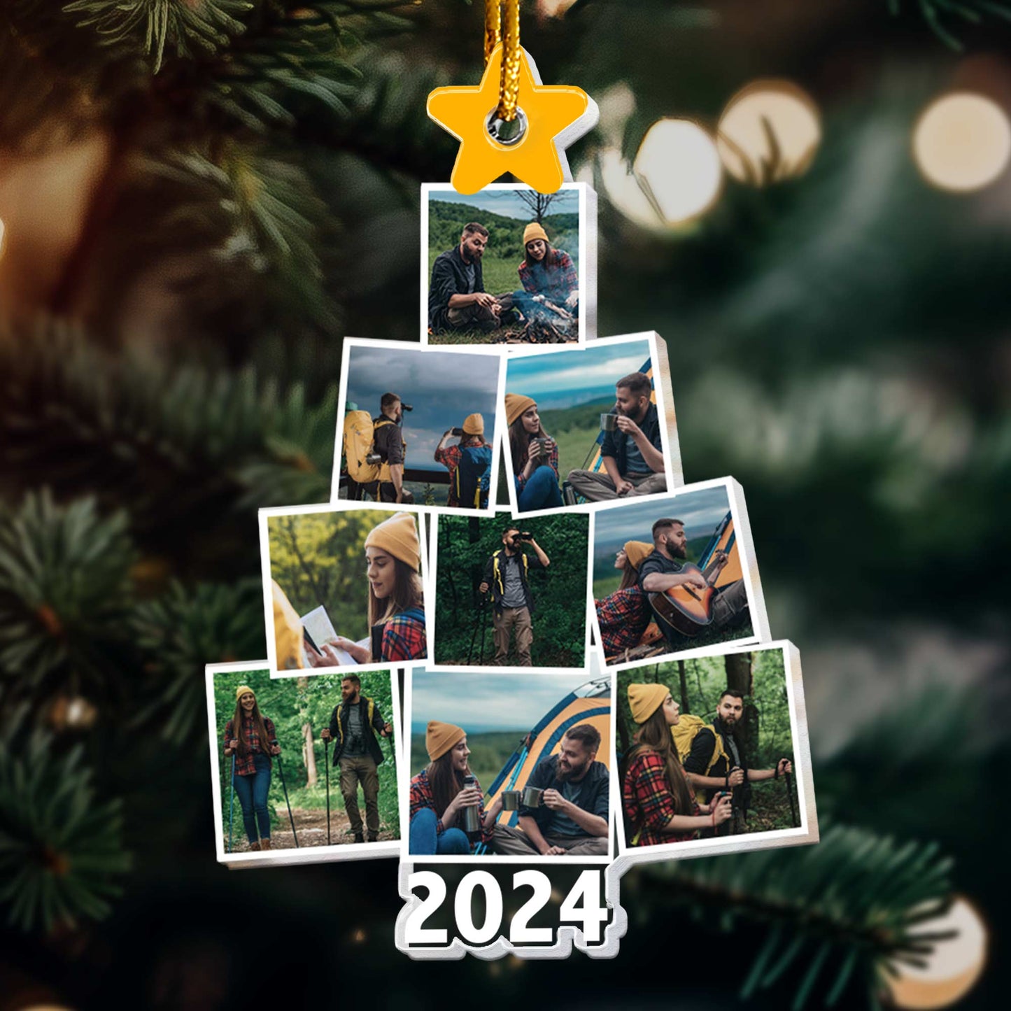 Photo Camping Christmas Tree - Personalized Acrylic Photo Ornament