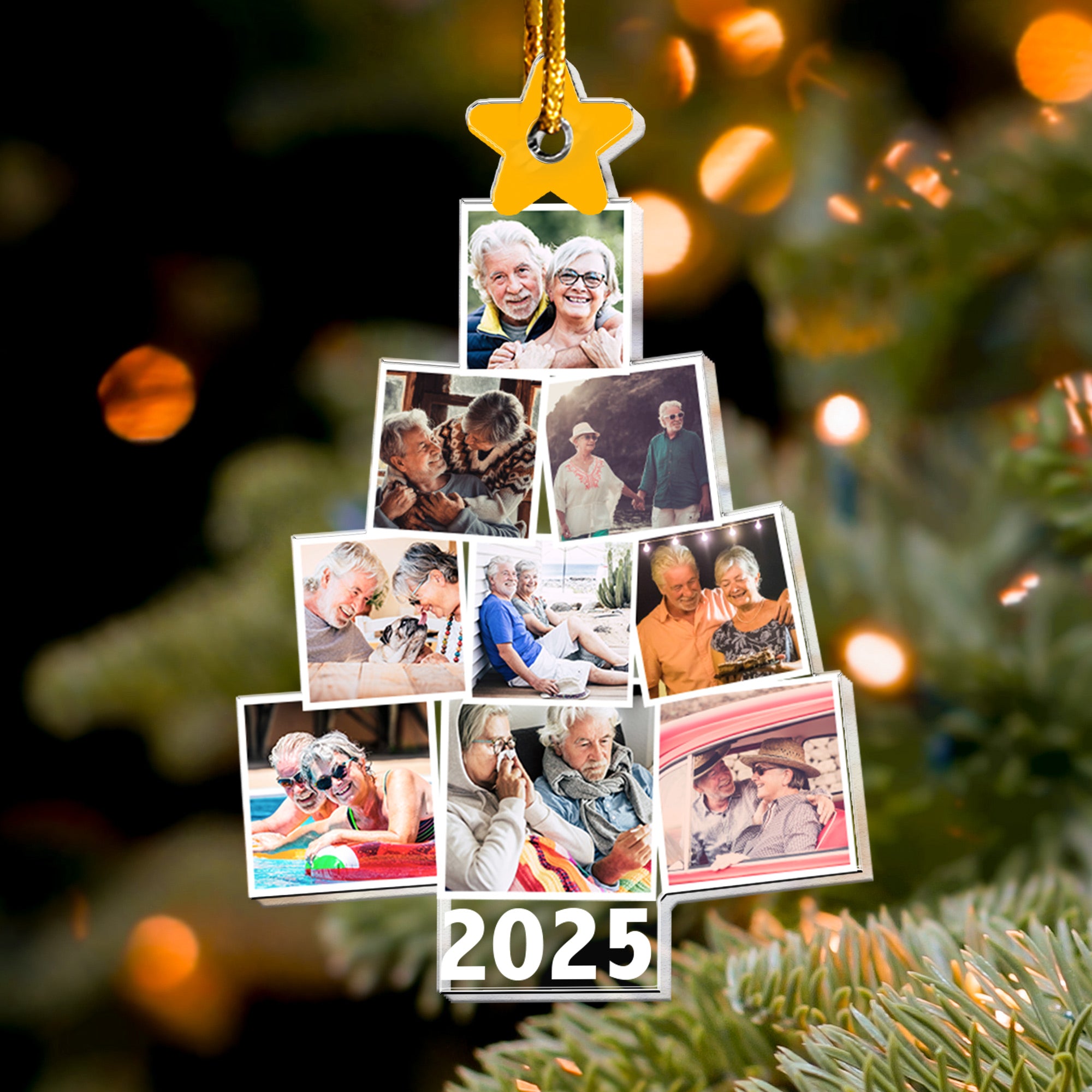 Photo Couple Christmas Tree - Personalized Acrylic Photo Ornament