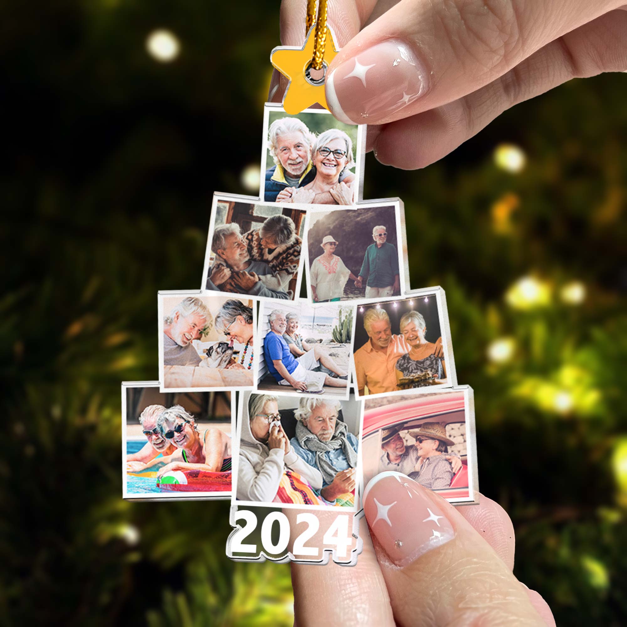 Photo Couple Christmas Tree - Personalized Acrylic Photo Ornament