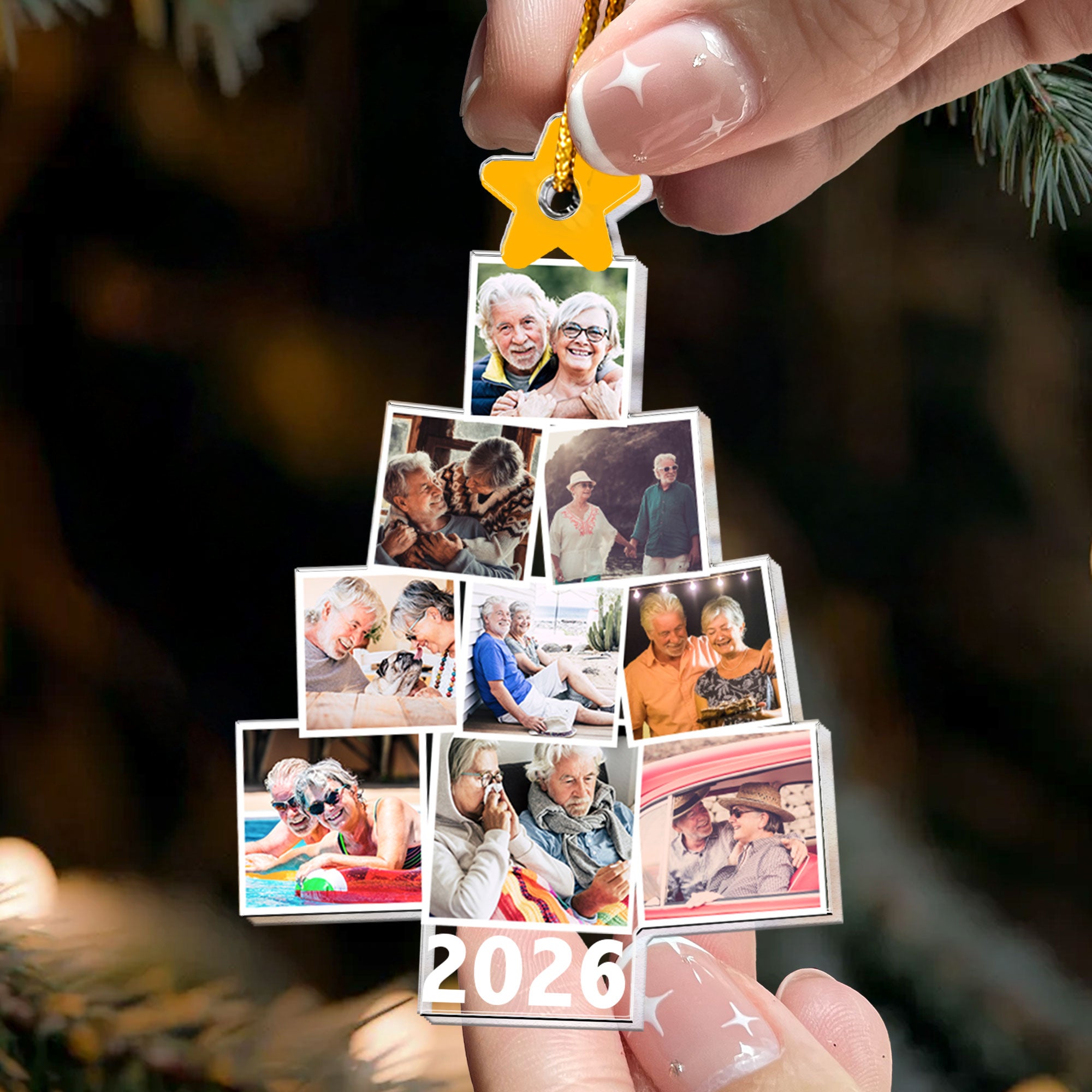 Photo Couple Christmas Tree - Personalized Acrylic Photo Ornament