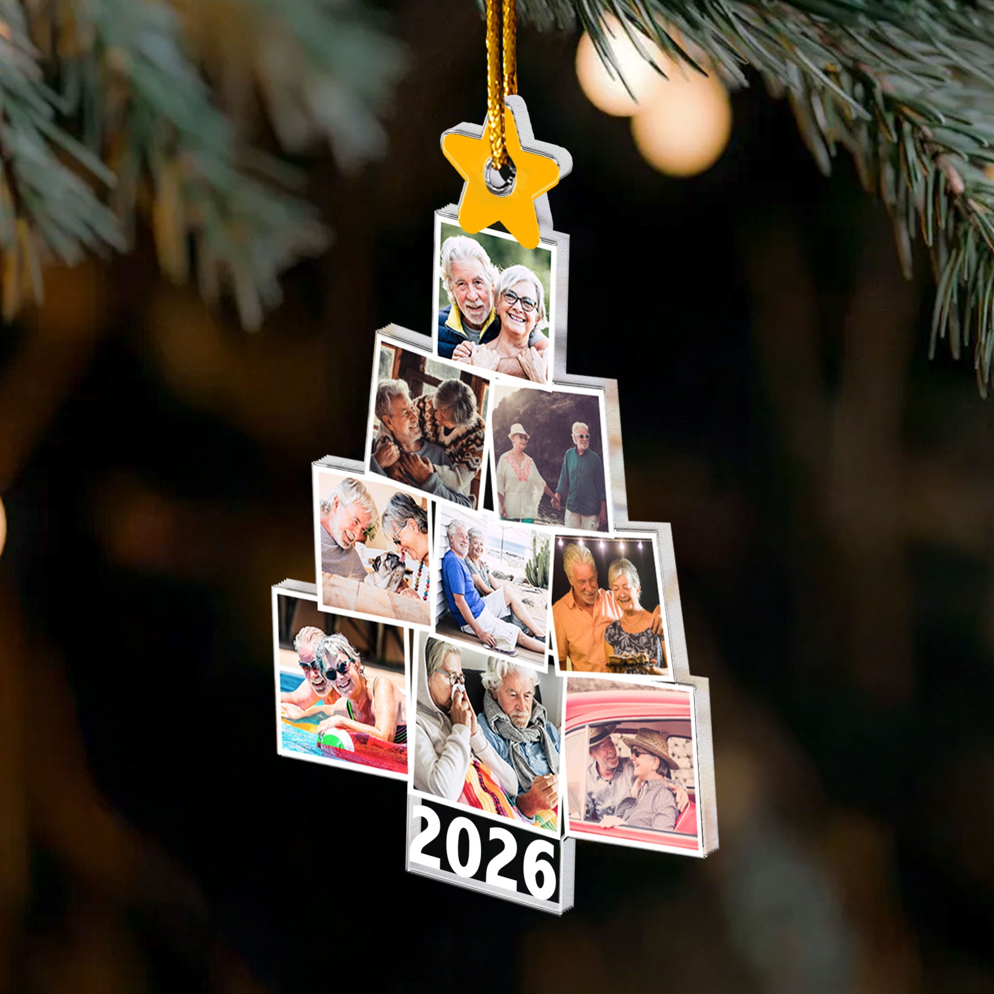 Photo Couple Christmas Tree - Personalized Acrylic Photo Ornament