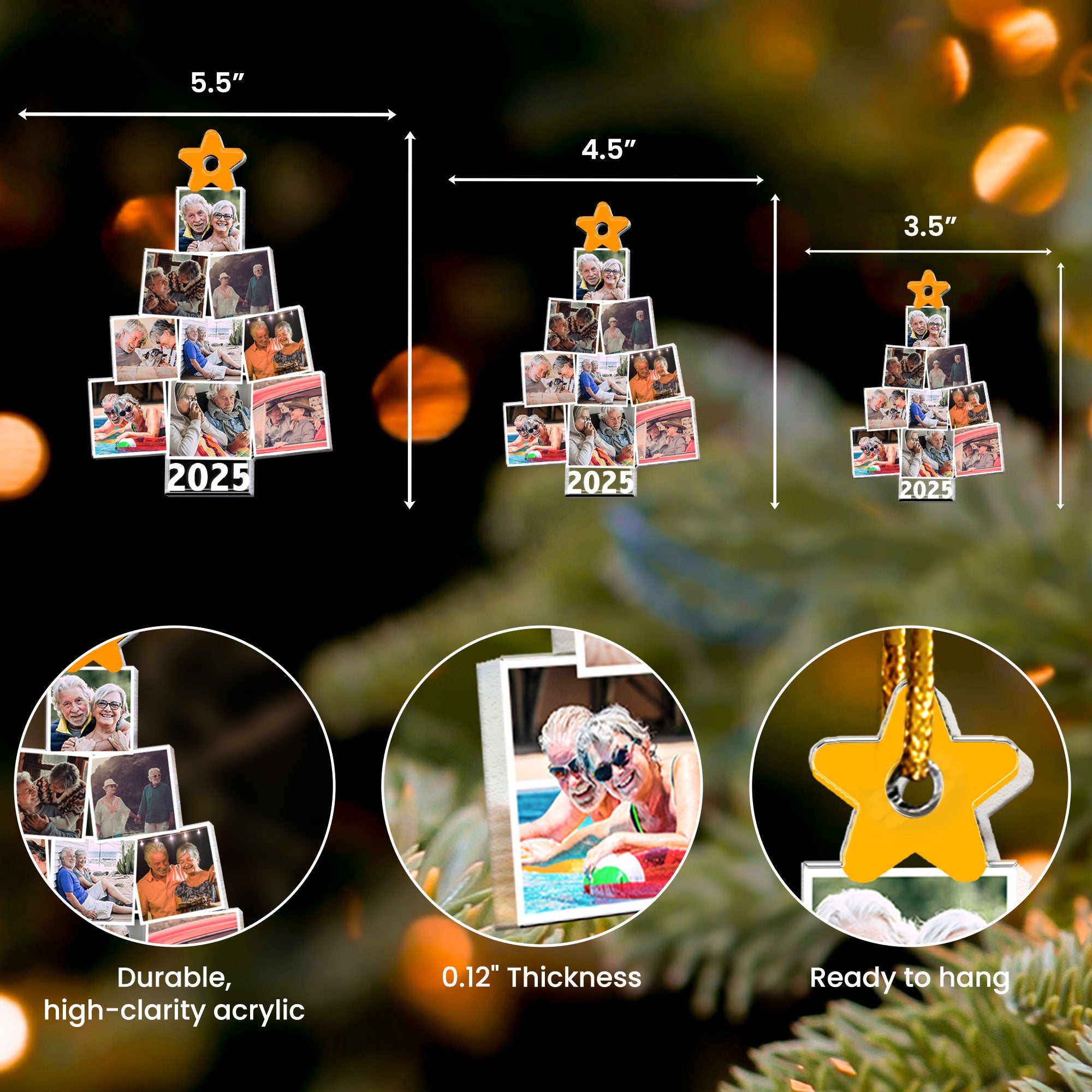 Photo Couple Christmas Tree - Personalized Acrylic Photo Ornament