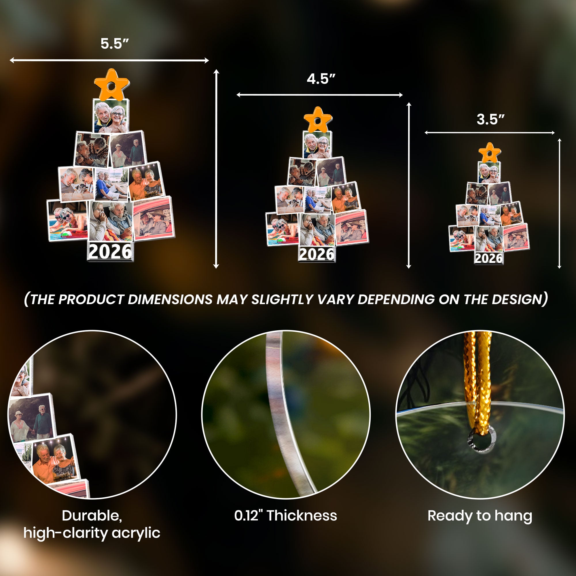 Photo Couple Christmas Tree - Personalized Acrylic Photo Ornament