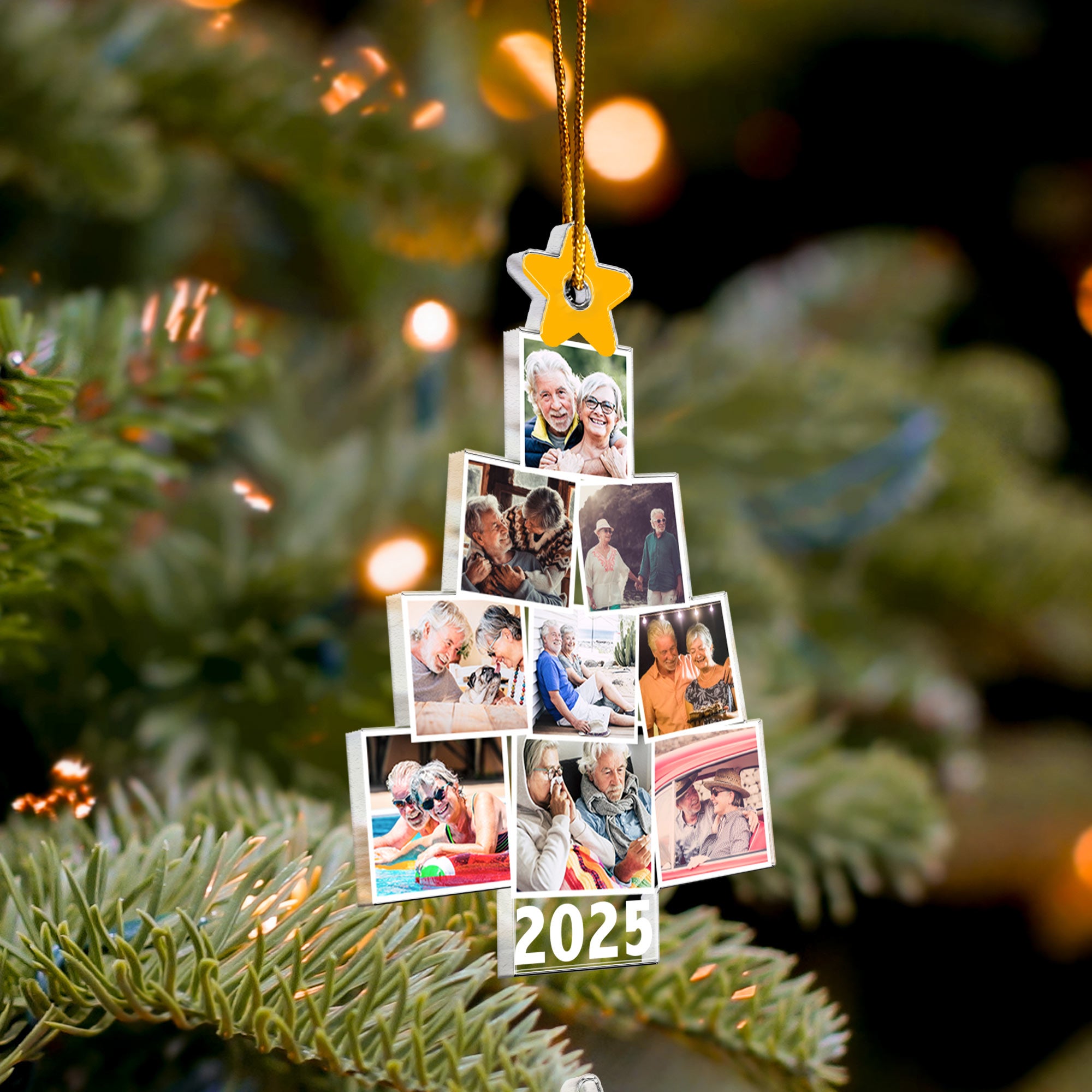 Photo Couple Christmas Tree - Personalized Acrylic Photo Ornament