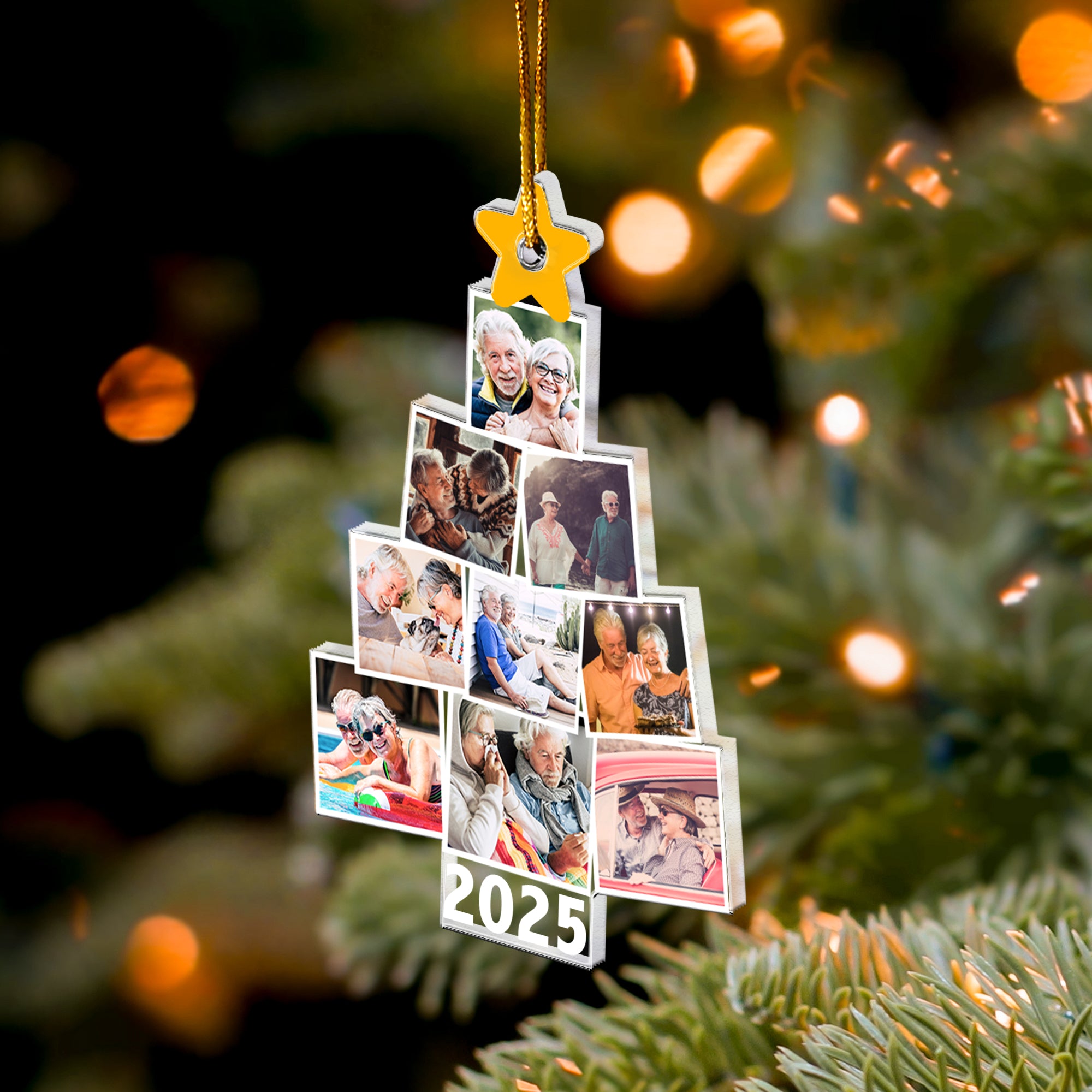 Photo Couple Christmas Tree - Personalized Acrylic Photo Ornament