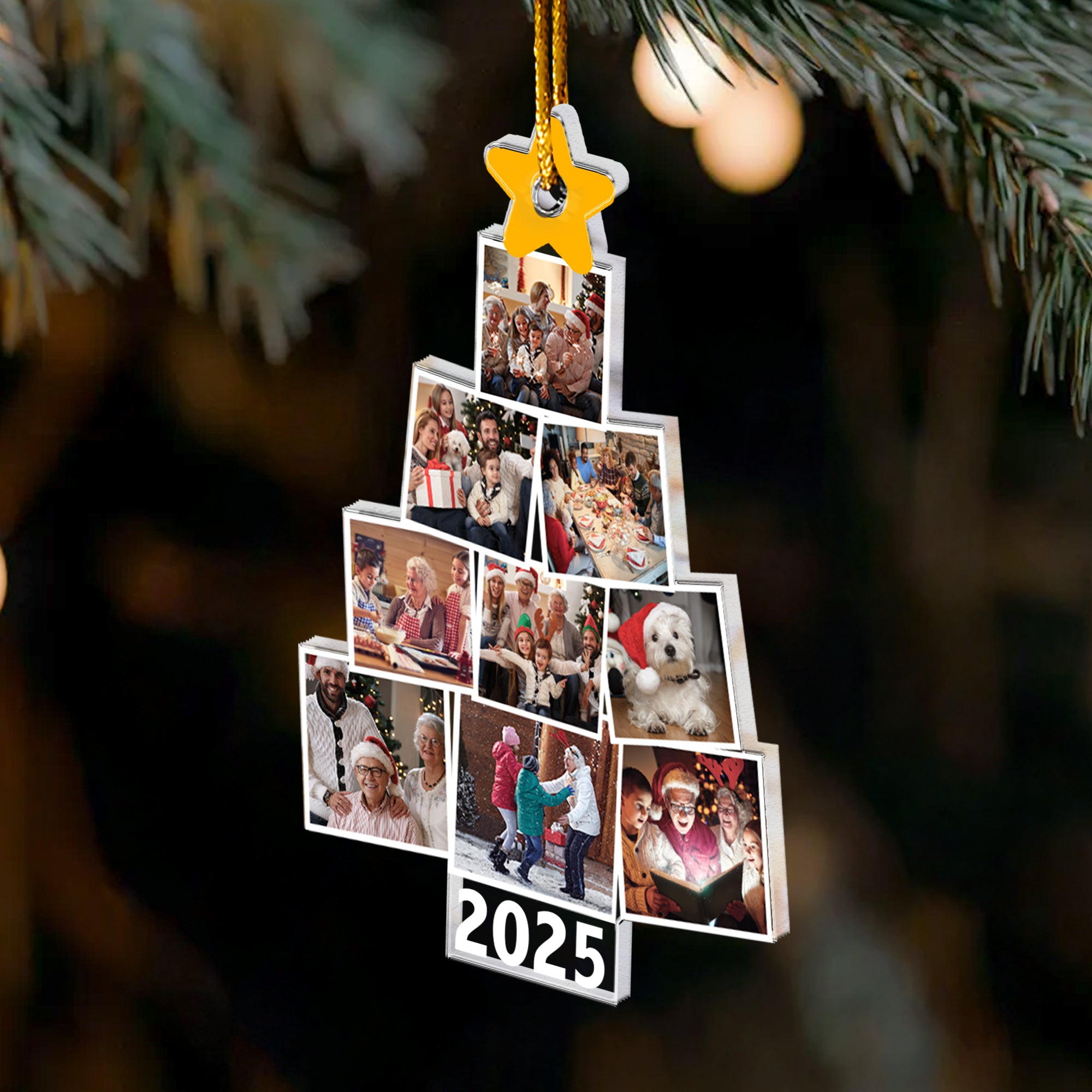 Photo Family Tree Christmas 2025 - Personalized Acrylic Photo Ornament-Ver 2 Custom Year