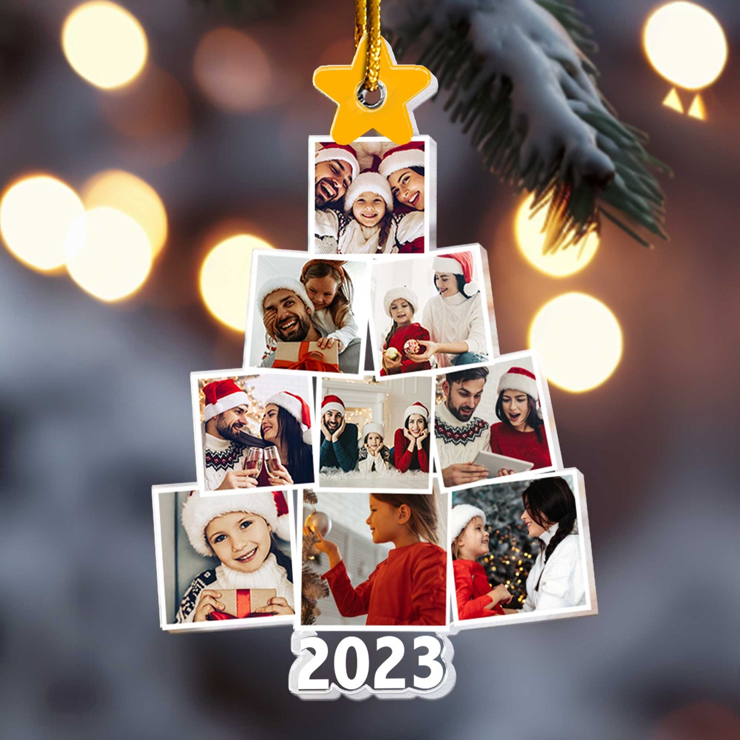 Photo Family Tree Christmas - Personalized Acrylic Photo Ornament