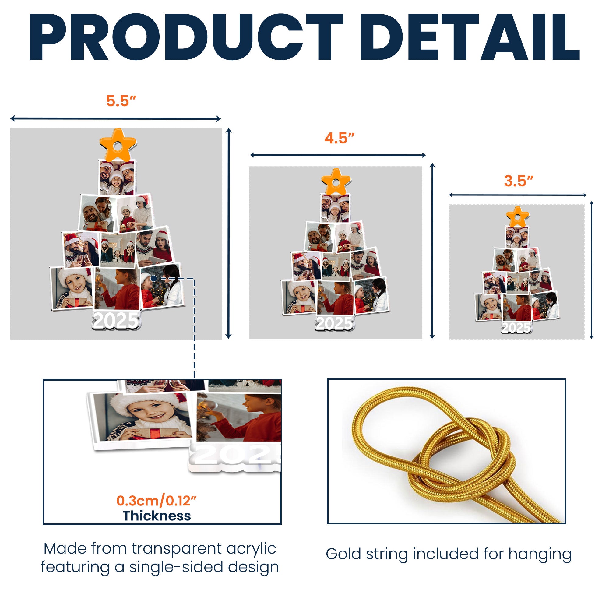 Photo Family Tree Christmas - Personalized Family Photo Ornament